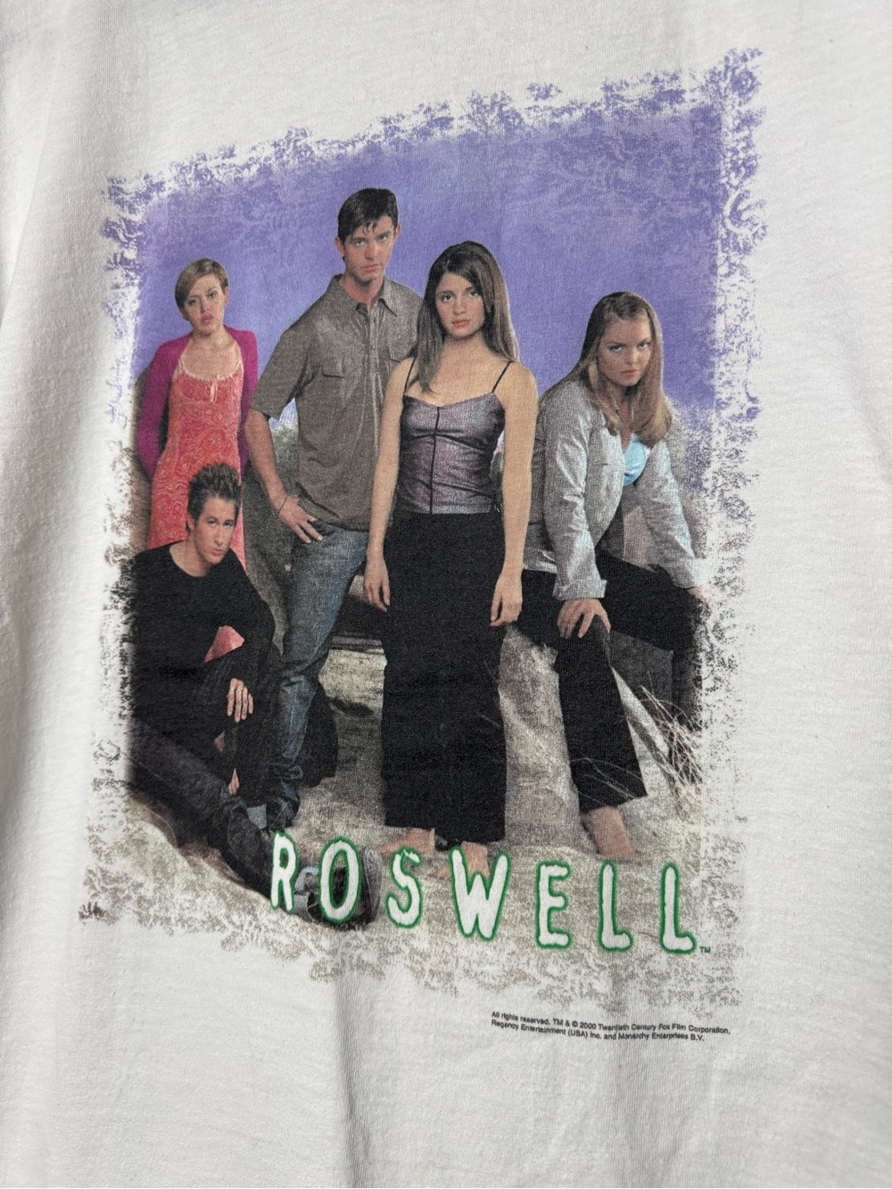 🎉Roswell 2000 Rare Sci-fi Tv Promo Graphic Front & Back Print Giant Tag T-Shirt